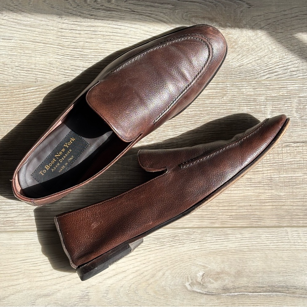 To Boot New York Slip-On Loafers – Dark Brown Pebbled Calfskin – Made in Italy